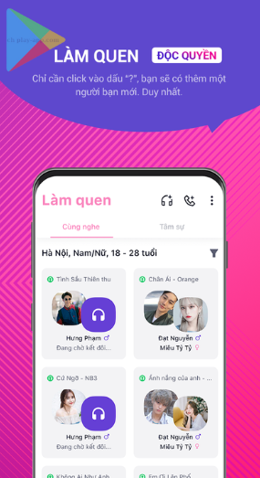 tính năng nghe nhạc cùng người lạ trên mocha